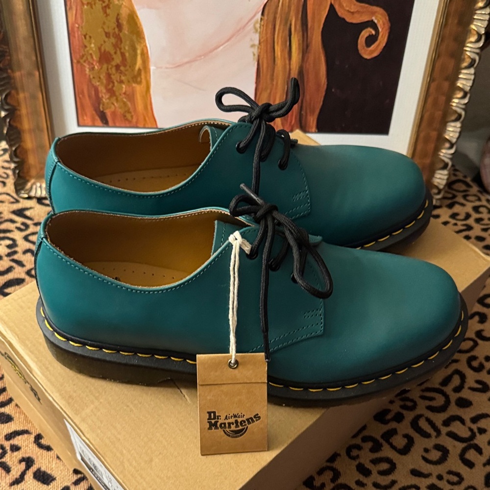 Dr. Martens 1461  Smooth Teal Green Leather Oxfords NWT US 9 - Picture 4 of 10